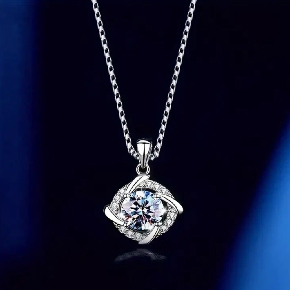 1 Carat Windmill Moissanite Sterling Silver Pendant Necklace